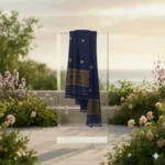 Indigo Bloom Wrap Eri Silk Shawl Muga Work