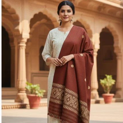 Heritage Glow Eri Silk Stole Muga Work