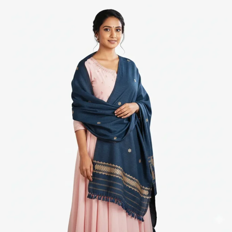 Neelbaan Artisan Eri Silk Stole Muga Work
