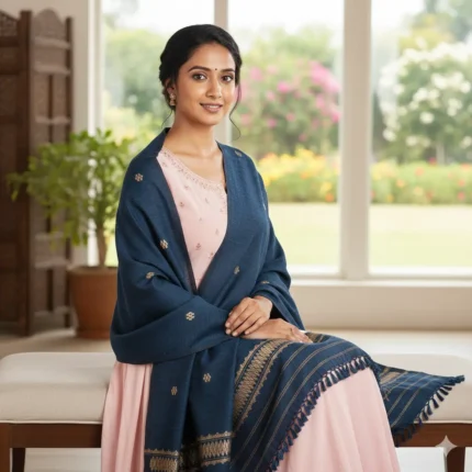 Neelbaan Artisan Eri Silk Stole Muga Work