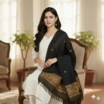 Siyahi Sona Wrap Eri Silk Shawl Muga Work