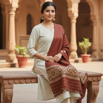 Heritage Glow Eri Silk Stole Muga Work