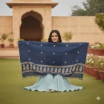 Indigo Roots Eri Silk Shawl Muga Work