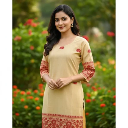 Kesari Gulmohar Hand weave Kurti