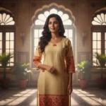 Kesari Gulmohar Hand weave Kurti