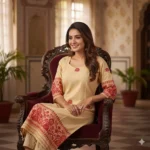 Kesari Gulmohar Hand weave Kurti