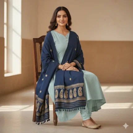 Indigo Roots Eri Silk Shawl Muga Work
