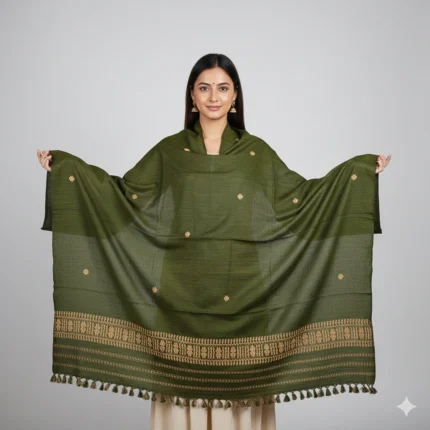 Olive Grace Eri Silk Stole Muga Work