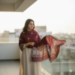 Burgundy Bloom Eri Silk Shawl Eri Work