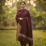 Stole Crimson Royalty Eri Silk Stole Muga Work