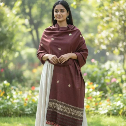 RaktBindu Heritage Eri Silk Stole Muga Work
