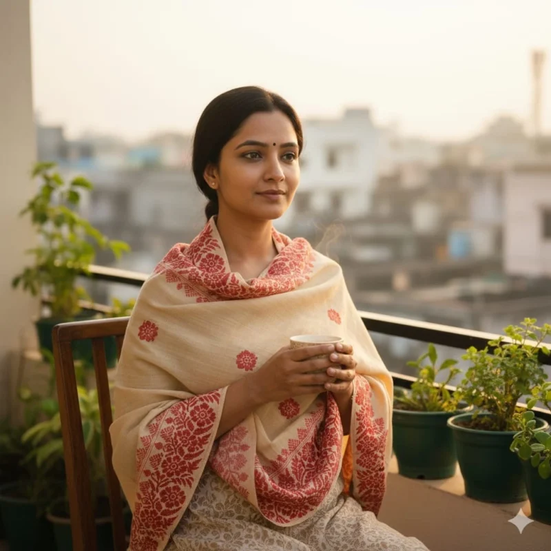 Khushaal Phool Side Border Shawl