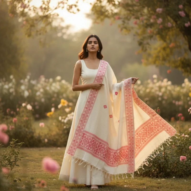 Resham Rang Side Border Shawl