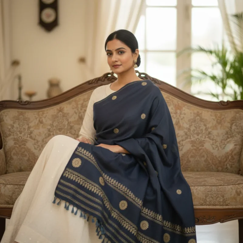 Neel Kamal Elegance Eri Silk Shawl Muga Work