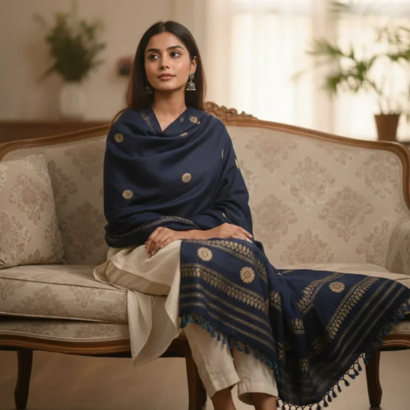 Neel Kamal Elegance Eri Silk Shawl Muga Work