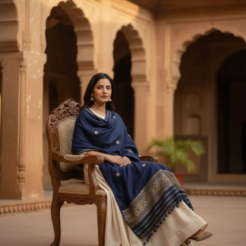 Rajasi Drape Eri Silk Shawl Muga Work