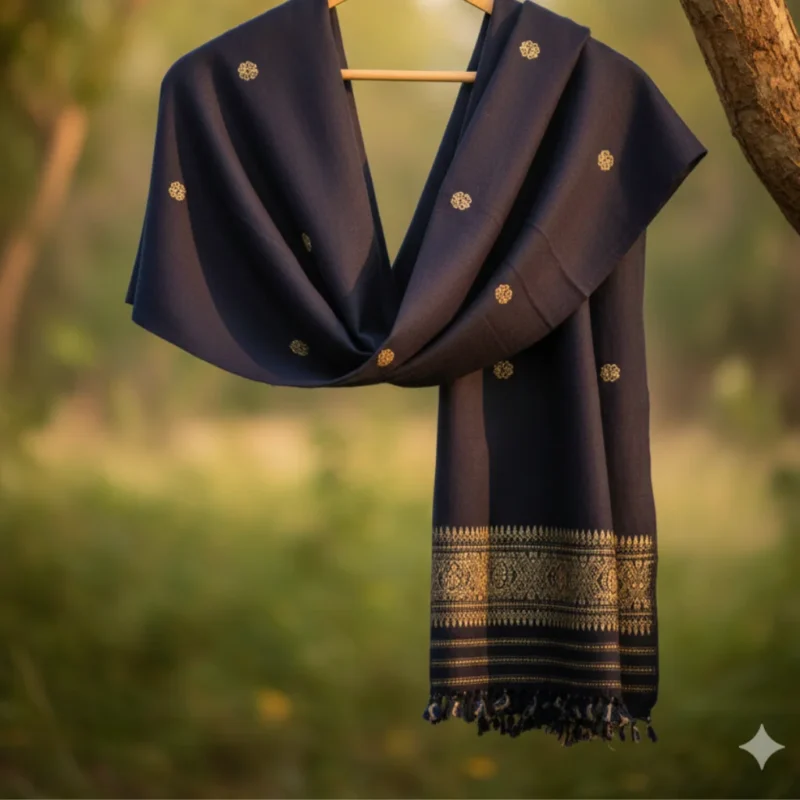 Rajasi Drape Eri Silk Shawl Muga Work