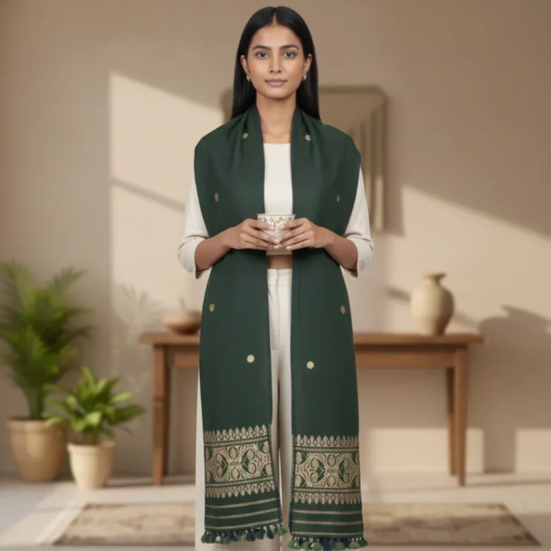 Palki Woodland Weave Eri Silk Shawl Muga Work