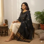 Noir Flora Heritage Eri Silk Shawl Muga Work