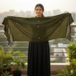 Olive Bloom Eri Silk Stole Eri Work