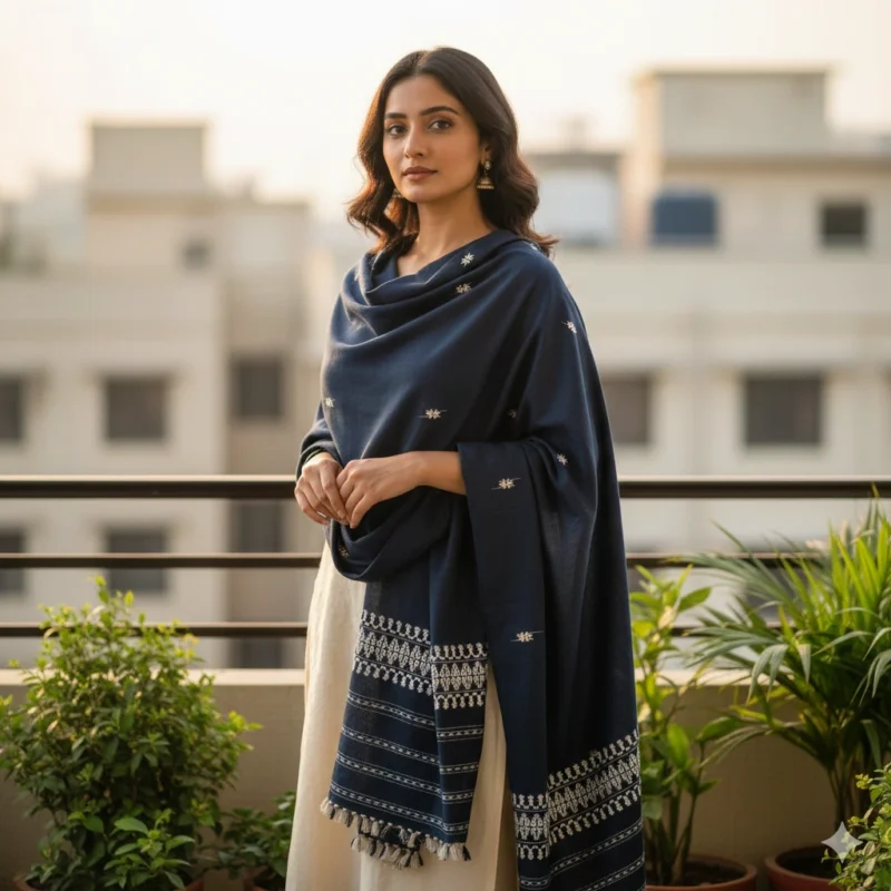 NeelVritta Classic Handloom Eri Silk Stole Eri Work