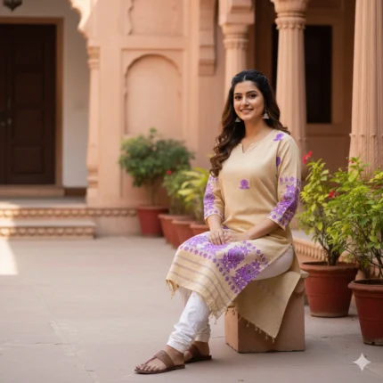 Noorvi Violet Weave Ethnic Kurti