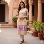 Noorvi Violet Weave Ethnic Kurti