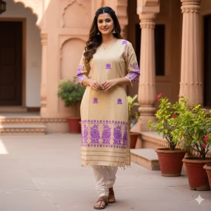 Noorvi Violet Weave Ethnic Kurti