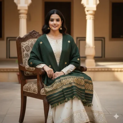 Forest Royale Eri Silk Shawl Muga Work