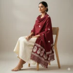Gulbahaar Maroon Elegance Eri Silk Shawl Eri Work