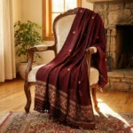 Crimson Weave Elegance Eri Silk Shawl Muga Work