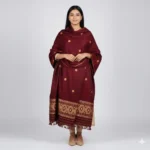 Crimson Weave Elegance Eri Silk Shawl Muga Work