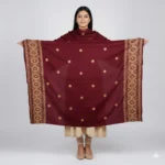 Crimson Weave Elegance Eri Silk Shawl Muga Work