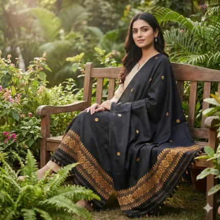 Dusky Lotus Eri Silk Shawl Muga Work