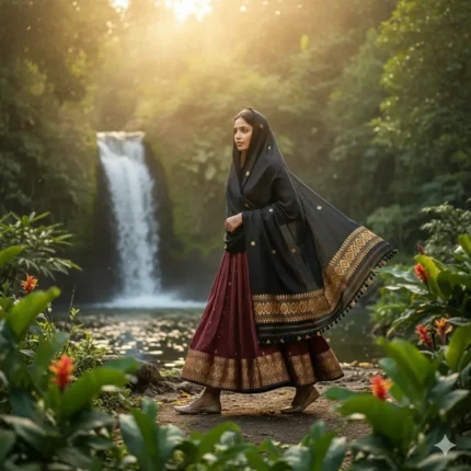 Dusky Lotus Eri Silk Shawl Muga Work