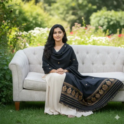 Golden Bloom Eri Silk Shawl Muga Work