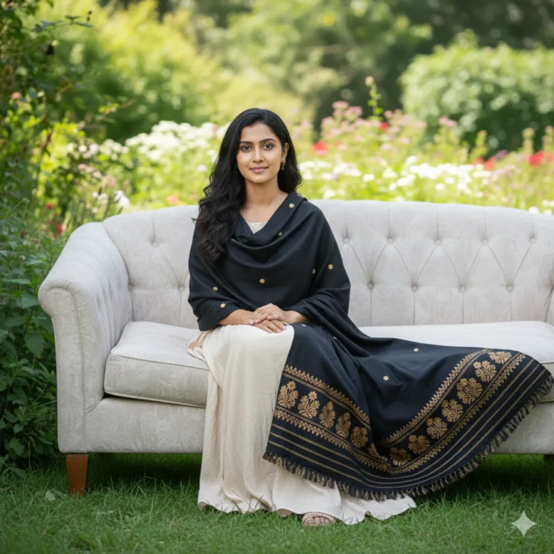 Golden Bloom Eri Silk Shawl Muga Work