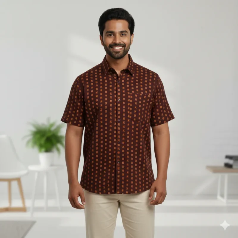 Ochre Code – Tribal Pattern Cotton Shirt