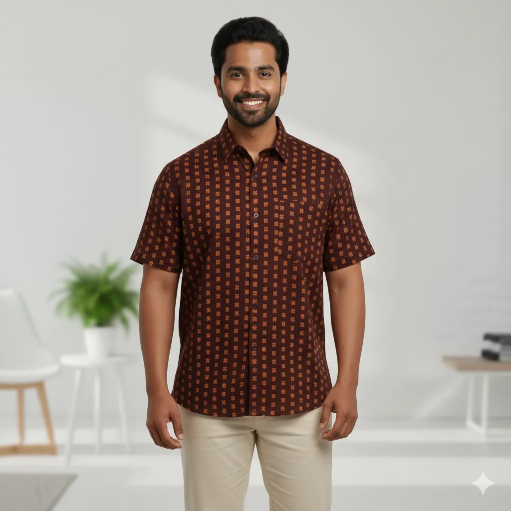 Ochre Code – Tribal Pattern Cotton Shirt Ochre Code – Tribal Pattern Cotton Shirt