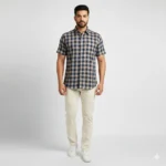Urban Checks – Navy & Beige Cotton Classic Shirt