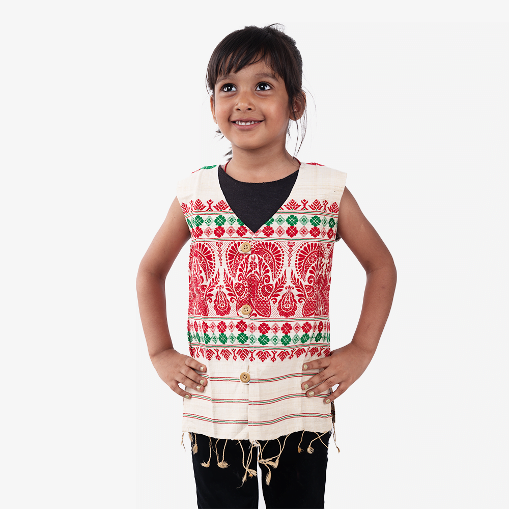 BAS_1276 beige with red and green baby jacket