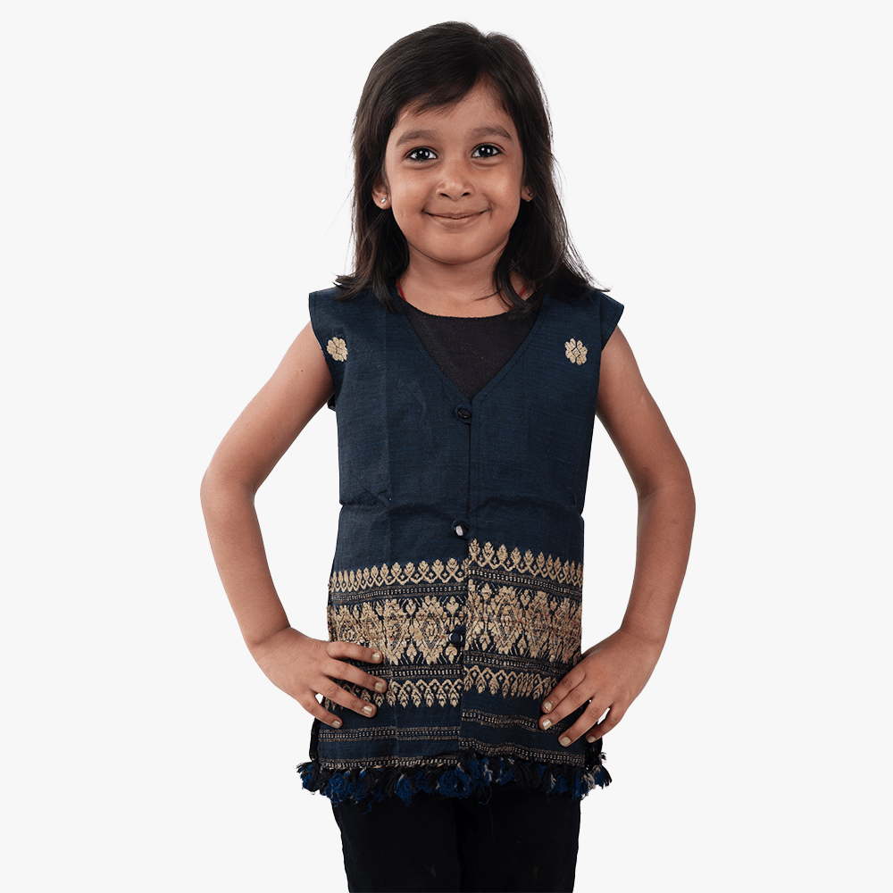 BAS_1360 navy blue with beige baby jacket