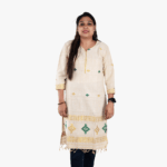 cream with golden and green kurti