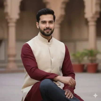 Maharaja Ivory Eri-Tassar Silk Modi Jacket