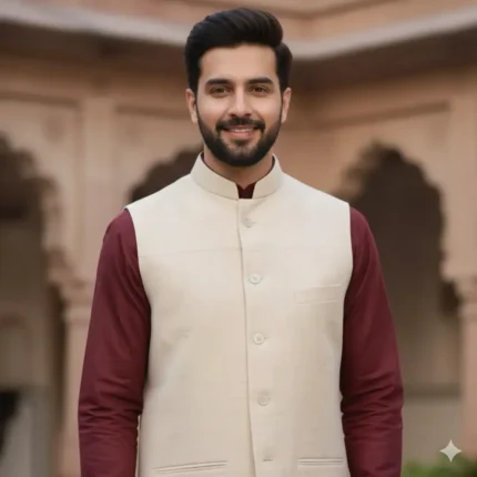 Maharaja Ivory Eri-Tassar Silk Modi Jacket