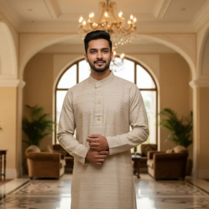 Golden Grain Muga Ghicha Silk Kurta