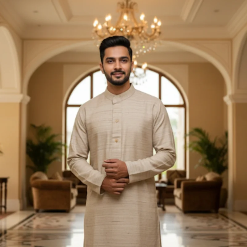 Golden Grain Muga Ghicha Silk Kurta