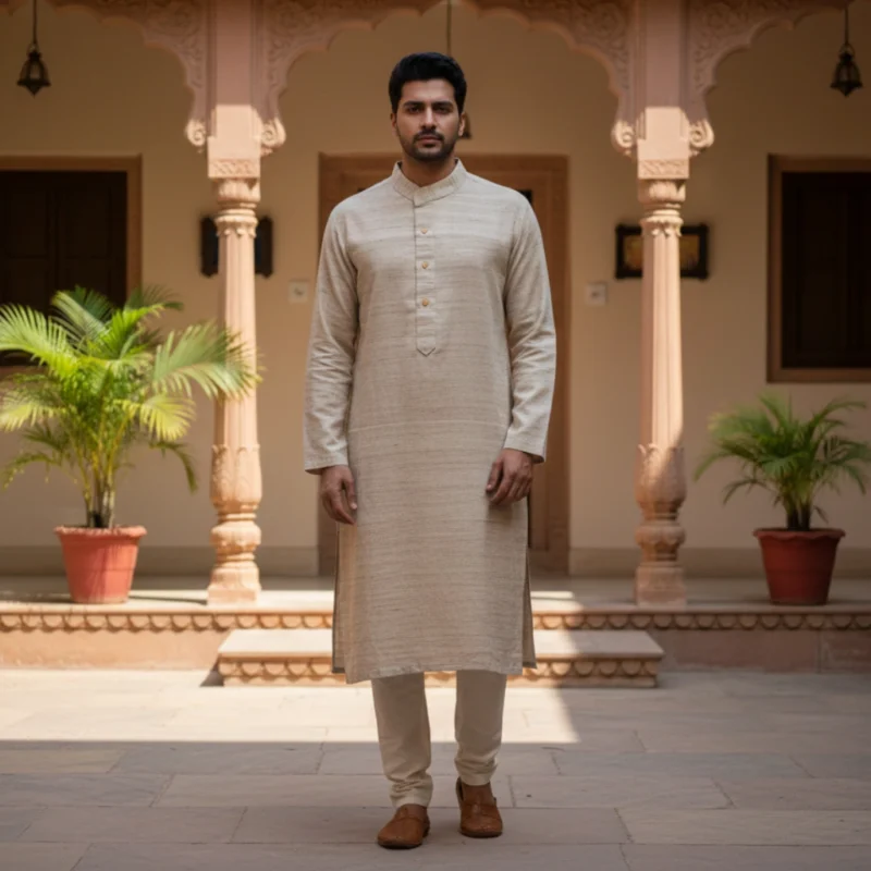 Golden Grain Muga Ghicha Silk Kurta