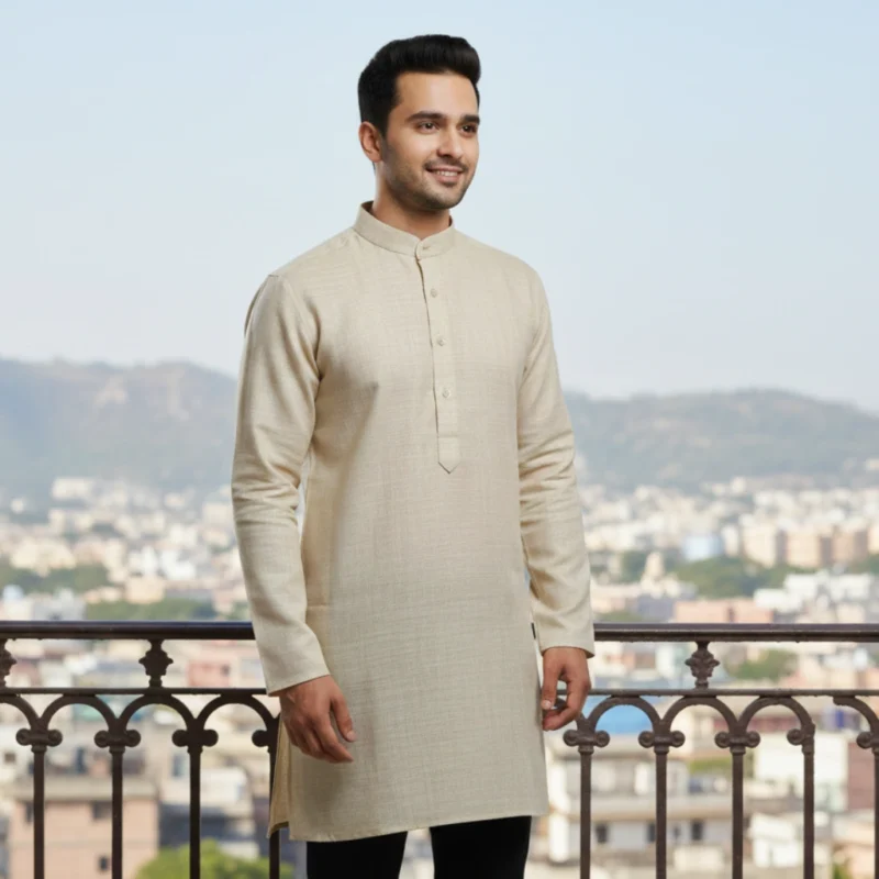 Moonlight Weave Eri Paat Silk Kurta
