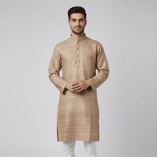 Cocoa Weave Muga Ghicha Silk Kurta